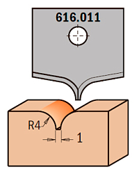 Нож профильный HW -- 20x20x2 мм -- R=4 для набора фрез 616.000.01