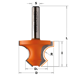 Фреза для "буртика" и фаски 45° HW Z2 S=8 D=36/22x25x60 R=8 RH