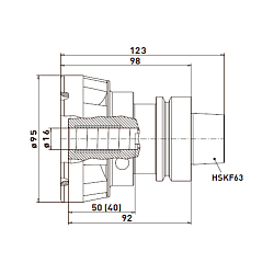 Патрон HSK63F Aerotech® Hydro 95 высокоточный с планшайбой для фрез DP с хвостовиком 6-16 мм