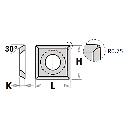 14.0x14.0x2.0 нож сменный HWM R/30° квадратный с фаской -- F1730 [ м. древесина, тв. древесина ]