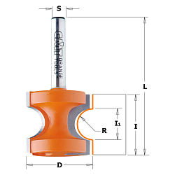 Фреза профильная "Катушка" HW Z2 S=6 D=28,6x25,5/13,15x57,2 R=6,35 RH