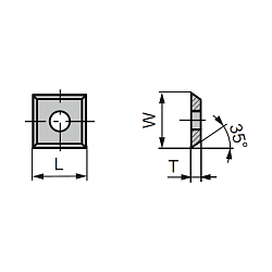 12.0x12.0x1.5 (d=4.0) нож сменный HWM 35° квадратный -- T04MG-CR [ тв. древесина, ДСП, МДФ ]