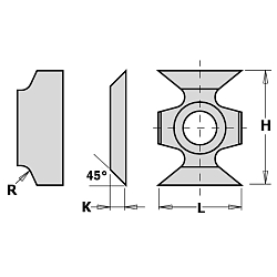 16.0x22.0x5.0 нож сменный HWM 45° для обработки кромок -- F1730 [ м. древесина, тв. древесина ]