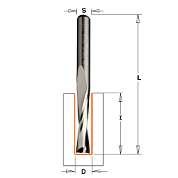 Фреза спиральная пазовая для уплотнителя HWM Z2 S=6 D=3.5x10x60 RH