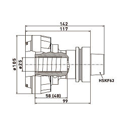 Патрон HSK63F Aerotech® Hydro 105 высокоточный для фрез HW с хвостовиком 6-25 мм