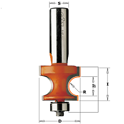 Фреза профильная (закругление) с подшипником [н] HW Z2 S=8 D=22,2x15/6,50x57,7 R=3,2 RH