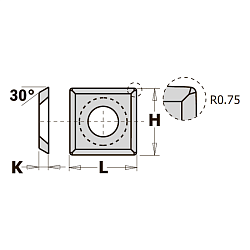 12.0x12.0x1.5 нож сменный HWM R/30° квадратный -- F1730 [ м. древесина, тв. древесина ] с фаской