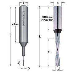 1,3x5x70 S=10x45 HWM Z2 V2 сверло присадочное Xtreme для глухих отверстий RH/LH