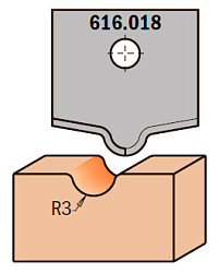 Нож профильный HW -- 20x20x2 мм -- R=3 для набора фрез 616.000.01