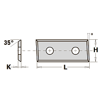 28.3x12.0x1.5 LE нож сменный со скосами HWM 35° четырёхсторонний -- F1730 [ м. древесина, тв. древесина ]