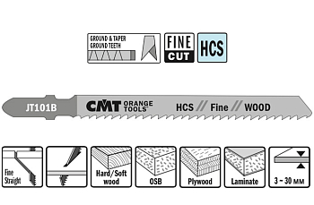 Пилки лобзиковые HCS -- 75x100 мм / шаг 2,5 мм -- (25 шт.) [ прямое чистовое пиление древесины, фанеры, OSB, пластиков ]