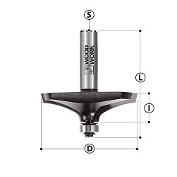 Фреза для края столешниц Z2 S=12 D=63,5x19 R=6,35 R1=50,8 L=72 RH