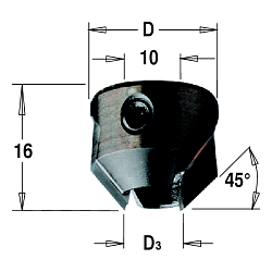 Зенкер для сверла HW Z2 D=22 D2=11-12 LH