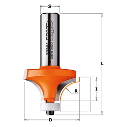 Фреза радиусная по композиту с подшипником Delrin® [н] HW Z2 S=12 D=28,7x15x62,5 R=8 RH
