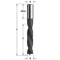 Серия 307. Свёрла для глухих отверстий (4 канавки) HW S=8 L=67