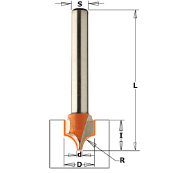 Фреза радиусная гравировальная (A) HW Z2 S=6 D=10/1,3x10x50 R=5 RH