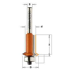 Фреза обгонная (V фаска) с подшипником [н] HW Z2 S=12 D=19/12,7x25,4 RH