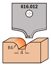 Нож профильный HW -- 20x20x2 мм -- R=4 для набора фрез 616.000.01