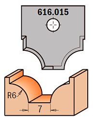 Нож профильный HW -- 20x20x2 мм -- R=6 для набора фрез 616.000.01