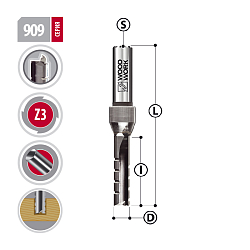 Серия 909. Пазовые фрезы монолитные со стружколомом Z3