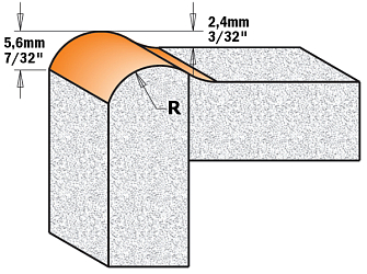 Серия 980.53. Фрезы профильные "антиперелив" по искусственному камню с нижним подшипником
