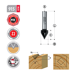 Серия 915. Фрезы пазовые (V-образный паз 90*/60*)  WOODWORK