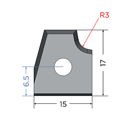 Нож твердосплавный для кромкооблицовочных станков 15x17x2