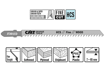 Пилки лобзиковые HCS -- 90x116 мм / шаг 3 мм -- (5 шт.) [ прямое чистовое пиление древесины, фанеры, ламинатов ]
