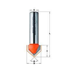 Фреза пазовая V-образная HW Z2 S=12 D=36x19x63,5 A=105° RH