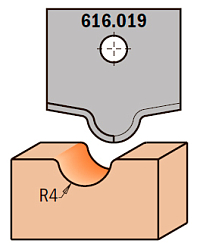 Нож профильный HW -- 20x20x2 мм -- R=4 для набора фрез 616.000.01