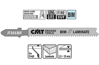 Пилки лобзиковые BIM -- 58x83 мм / шаг 1,7 мм -- (5 шт.) [ прямое чистовое пиление ламинатов, HPL и мультиплекс-панелей ]