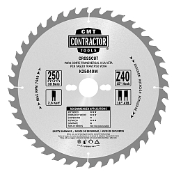 250x30x2,6/1,8 Z=40 a=15° диск пильный "Contractor" [ мягкая или твердая древесина, фанера, OSB ]